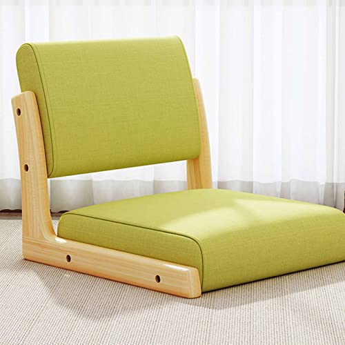ZUOZUIYQ Bodenstuhl, tragbarer beinloser Stuhl mit Rückenlehne, beinloser Hocker aus massivem Holz mit bequemer Baumwoll- und Leinenpolsterung, tragbarer Einzelsitzstuhl (grün, 48 x 45 x 36 cm) von ZUOZUIYQ