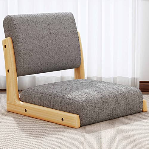 ZUOZUIYQ Bodenstuhl aus Holz mit Rückenlehne, Beinloser Stuhl im japanischen Stil – tragbarer Einzelstuhlsitz mit Kissen (grau1, 48 x 45 x 36 cm) von ZUOZUIYQ