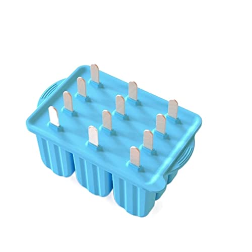 ZUOZUIYQ Eis am Stiel-Formen, 12 Mulden, lebensmittelechtes Silikon, Eisform mit Deckel, DIY-Eis am Stiel-Box, am Stiel-Form, Dessert, Eiswürfelbereiter, Küchenhelfer (Farbe: Blau) von ZUOZUIYQ