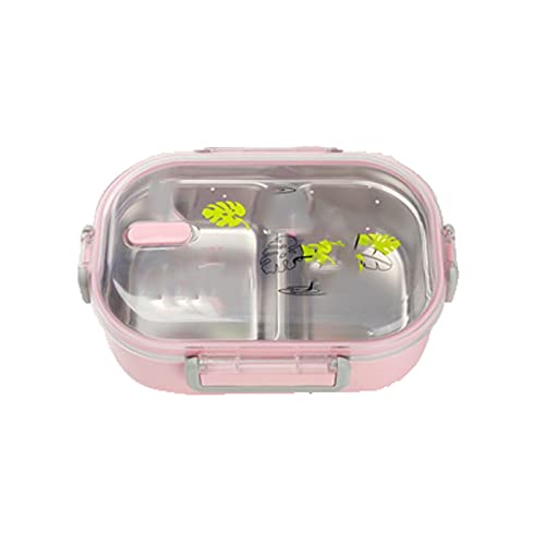 ZUOZUIYQ Isolierte Lunchbox, Cartoon-Bento-Box, niedlich, aus Edelstahl, auslaufsicher, Wärmedämmung mit Fächern, Geschirr, Lunchbox (Farbe: Rosa) von ZUOZUIYQ