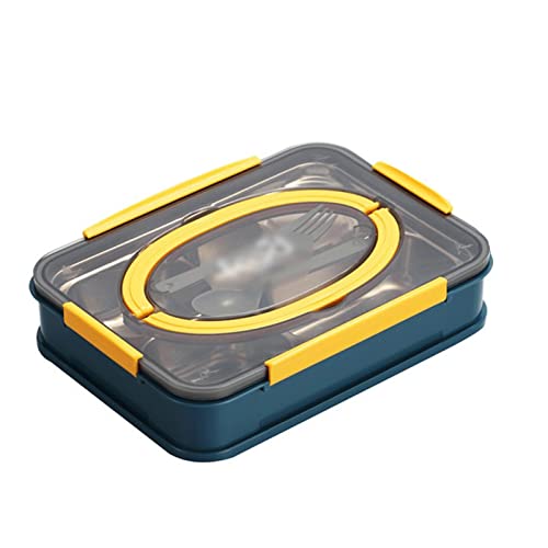ZUOZUIYQ Isolierte Lunchbox, tragbare Lunchbox, Edelstahl, Bento-Box, Fach, versiegelter Behälter, Besteck (Farbe: Blau) von ZUOZUIYQ
