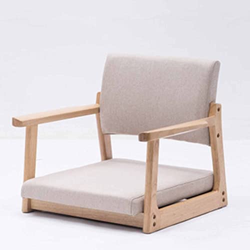 ZUOZUIYQ Japanischer Bodenstuhl, beinlos, Erkerfenster-Rückenlehne, Lazy Chair mit Armlehnen, tragbarer japanischer Stuhl, Meditationsboden, Massivholz-Sitzstühle (grau, 54 x 24 x 49 cm) von ZUOZUIYQ