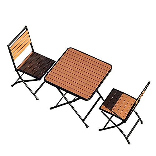 ZUOZUIYQ Klapptische und Stühle, quadratischer Couchtisch aus Kunststoff und Holz für den Außenbereich (70 x 75 cm), Kombination aus Tisch und Stuhl für Café/Milch-Teeladen im Freien (Farbe: B, von ZUOZUIYQ