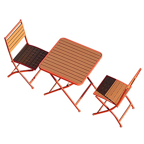 ZUOZUIYQ Klapptische und Stühle, quadratischer Couchtisch aus Kunststoff und Holz für den Außenbereich (70 x 75 cm), Kombination aus Tisch und Stuhl für Café/Milch-Teeladen im Freien (Farbe: D, von ZUOZUIYQ