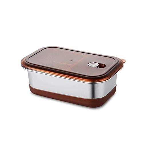 ZUOZUIYQ Lunchbox, Edelstahl-Brotdose mit Fächern, tragbare Bento-Box, Lebensmittelbehälter mit Geschirr, auslaufsicher, ungiftig (Farbe: Braun) von ZUOZUIYQ