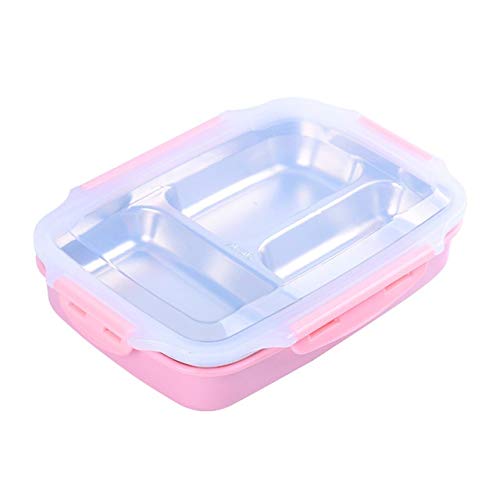 ZUOZUIYQ Lunchbox, Edelstahl-Lunchbox, tragbare Bento-Box, mikrowellengeeignete Lebensmittelbehälter mit Fächern, Lunchbox für die Picknick-Schule (Farbe: Rosa) von ZUOZUIYQ