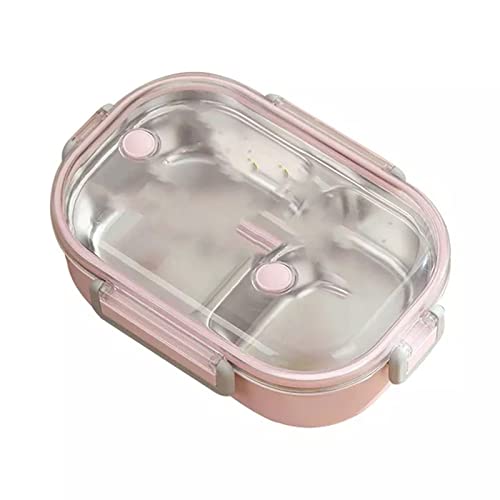 ZUOZUIYQ Lunchbox, Mikrowellen-Brotdose mit Fächern, Geschirr, tragbarer Lebensmittelaufbewahrungsbehälter, Picknick-Bento-Box aus Edelstahl (Farbe: Rosa) von ZUOZUIYQ