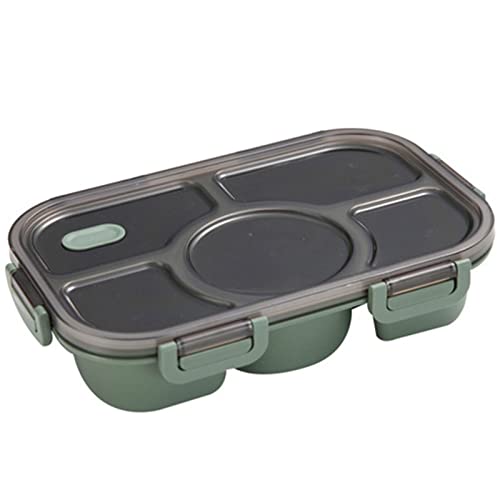 ZUOZUIYQ Lunchbox, Mikrowellen-Lunchbox mit geteiltem Teller und 5 Fächern, tragbares Bento-Etui, Separates Essenstablett für das Studentenbüro (Farbe: Grün) von ZUOZUIYQ