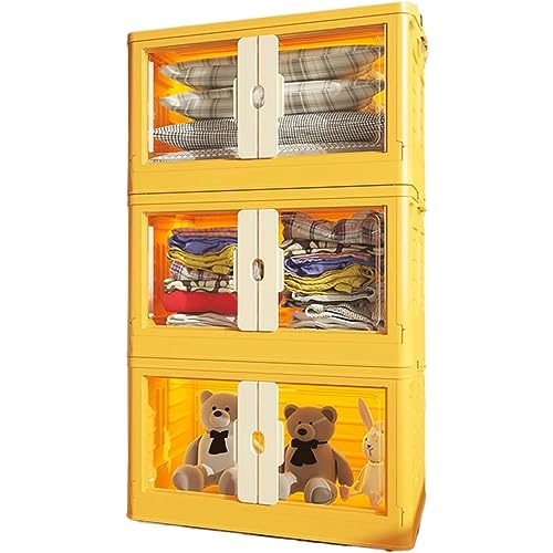 ZUOZUIYQ Neue gelbe staubdichte Box, zusammenklappbare Aufbewahrungsbehälter, doppeltürige, stapelbare Kunststoff-Aufbewahrungsbox, Organizer, Behälter, Aufbewahrungsbox von ZUOZUIYQ