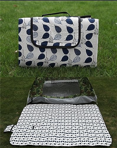 ZUOZUIYQ Picknickdecke mit kleinen blauen Blättern, 200 x 200 cm, große Picknickdecke mit Tragegriff, Outdoor-Picknickdecken mit wasserdichter Rückseite, maschinenwaschbar für Camping, Strand, Gras, von ZUOZUIYQ