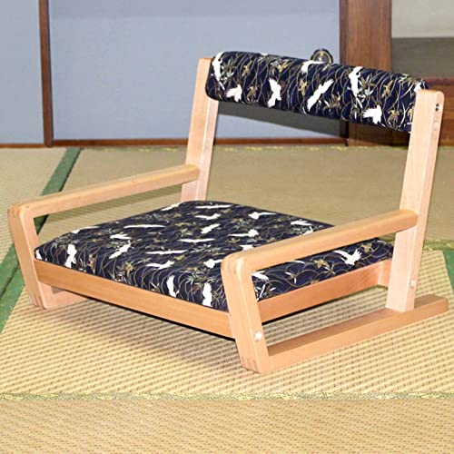 ZUOZUIYQ Stuhl, Meditations-Bodenstuhl, Wohnzimmer-Bodenstuhl, tragbarer japanischer Beinloser Stuhl, Lazy-Back-Beinloser Sitzstuhl für Fensterbank-Meditationslesung (Blauer Kranich 35,5 * 46,5 * von ZUOZUIYQ