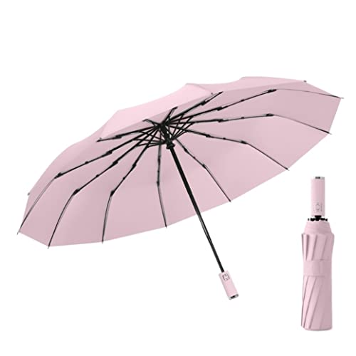 ZUOZUIYQ Winddichter Regenschirm, 12-Knochen-Regenschirm, automatischer schwarzer Kleber, Faltbarer Sonnenschirm, sonniger Regen, Sonnenschutz, Sonnenschutz, Reiseschirm für Männer und Frauen (blau: von ZUOZUIYQ