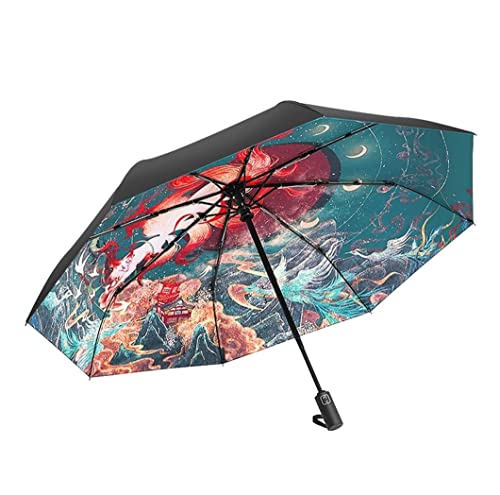 ZUOZUIYQ Winddichter Regenschirm, Starke Regenschirme, Faltbarer Regenschirm, Sonnenschirm, vollautomatischer Regenschirm, Damen-Sonnenschutz, UV-Schutz, Sonnen- und Regenschirme für Regen von ZUOZUIYQ