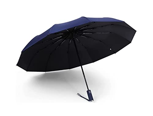ZUOZUIYQ Winddichter Regenschirm, winddichter Reise-Regenschirm, ergonomischer Griff, tragbar, kompakt, faltbar, leicht, für Herren und Damen, Reise-Regenschirm für Herren und Damen (blau: blau) von ZUOZUIYQ