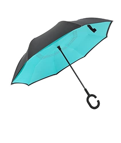 ZUOZUIYQ Winddichter Regenschirm mit C-Griff, Winddicht, umgekehrter Faltschirm, Mann und Frau, Sonne, Regen, Auto, umgekehrte Regenschirme, Anti-UV, selbststehend, parapluie, Reise-Regenschirm für von ZUOZUIYQ