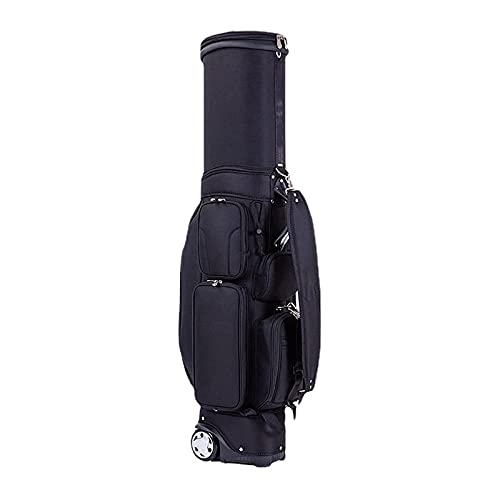 6-Fach unterteilte Golf-Standtasche – einfach zu tragen und langlebig, Chassis mit feststellbaren Rädern, neueste integrierte Handgriff-Golf-Standtasche (schwarz) Warm as Ever von ZURBAQD