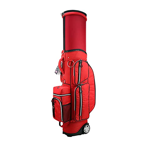 Einziehbare Golfwagentasche, leichte, organisierte Golftasche mit 6-Wege-Trennwänden und Rädern, einfach zu transportieren und langlebig, Golf-Standtasche (rot) Warm as Ever von ZURBAQD