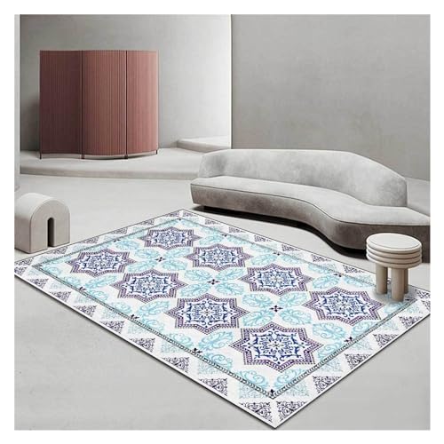 Moderne blaue Teppiche, waschbare Teppiche mit lila Muster, bedruckter Teppich mit niedrigem Flor, Heimdekor-Teppiche, für Schlafzimmer, Wohnzimmer, Küche, Waschküche, Eingangsbereich (Farbe: Lila, von ZURBAQD