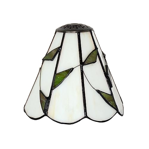 ZURBAQD 6-Zoll-Lampenschirm im Tiffany-Stil, Lampenschirm aus Buntglas mit grünen Blättern, nur für Tischlampen, Hängelampen, Wandleuchten, Beige, kleines Loch Warm as Ever von ZURBAQD