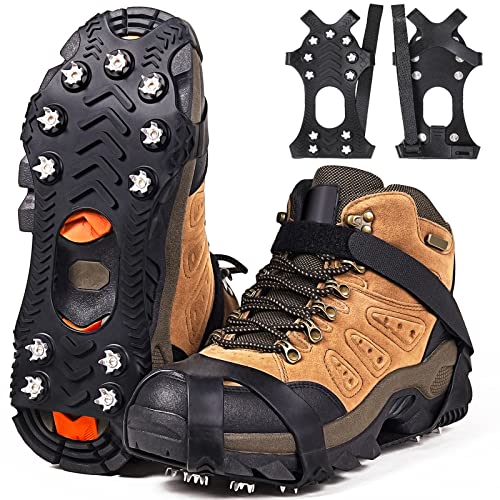 Steigeisen, Spikes Grödel für Schuhe Wanderschuhe Bergschuhe auf Winter EIS Schnee, Schuhspikes Ice Schuhkrallen Eisspikes Wandern [Edelstahl-Spikes] von ZUXNZUX