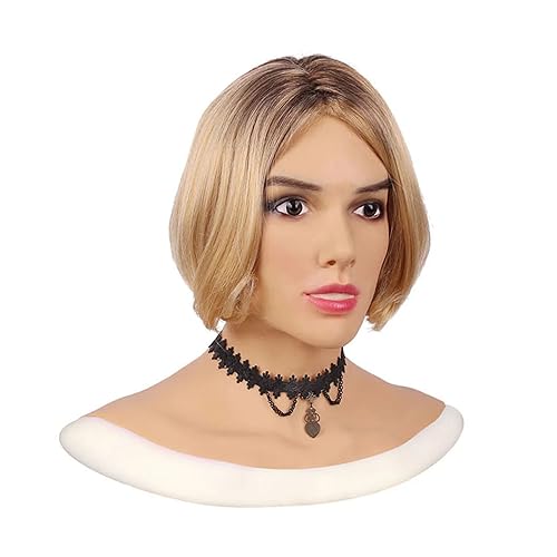 ZWSM Weibliche Fake Gesicht Realistische Silikon Fake Kopf Maske mit Make-up für Crossdresser Transgender Halloween Dekoration,Nued von ZWSM