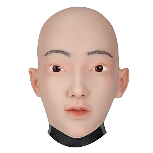 ZWSMS Crossdresser Silikon Maske Realistische weibliche Hand-Made Gesicht weichen Kopf Maske für Halloween Partys Transgender,Elfenbein,Basic von ZWSMS