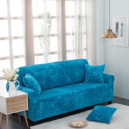ZWXDMY Sofabezug,Himmelblau Geprägte Stretch Stoff Sofa Sofabezug Waschbare Möbel Elastic Protector Staubschutzbezug Universal Durable Spandex Wohnzimmer Schonbezug, 3-Sitzer (190.230 cm) von ZWXDMY
