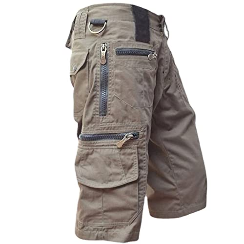 ZXCVB Sommer-Herren-Wander-Cargo-Shorts, schnell trocknende Taktische Jogger-Shorts mit Mehreren Taschen, lockere, lässige, Kurze Hosen für Männer,Braun,3XL von ZXCVB