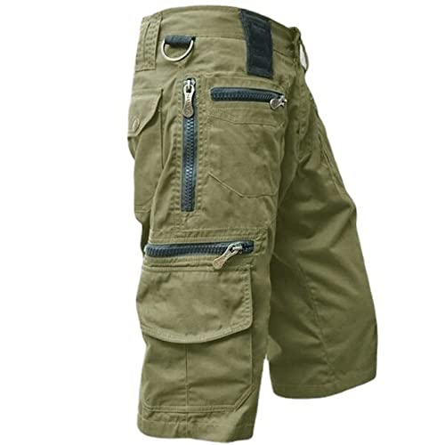 ZXCVB Sommer-Herren-Wander-Cargo-Shorts, schnell trocknende Taktische Jogger-Shorts mit Mehreren Taschen, lockere, lässige, Kurze Hosen für Männer,Grün,XL von ZXCVB