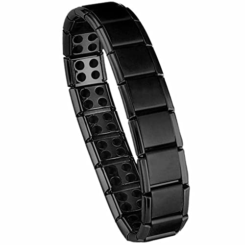 ZXCVB Titanium Power Magnetfeldtherapie-Armband, schwarzes Magnetarmband, zweireihiges magnetisches Slim Fit-Armband, Herren-Magnetarmbänder von ZXCVB