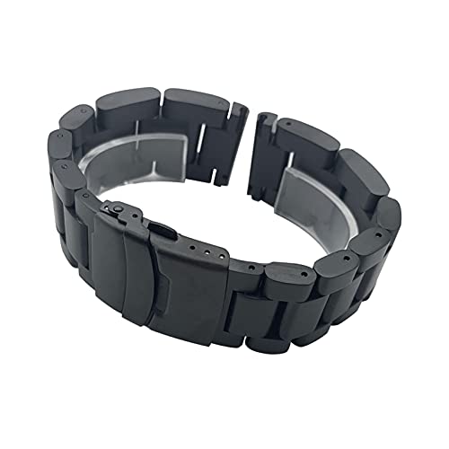 ZXF Uhrenarmbänder, Edelstahl Armbandbänder Armband 22mm 24mm 26mm Fest Verdickung Metalluhrarmband Armband (Band Color : Schwarz, Band Width : 24mm) von ZXF