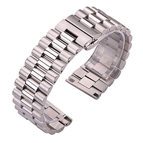 ZXF Uhrenarmbänder, Edelstahl-Uhrenarmbänder Armband Frauen Männer Silber festen Metall-Uhrenarmband 16mm 18mm 20mm 21mm 22mm Uhrenzubehör Armband (Band Color : Silver, Band Width : 22mm) von ZXF