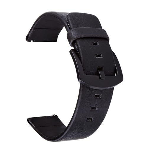 ZXF Uhrenarmbänder Leder, 1 STÜCK Leder Uhrenarmbanduhrarmband Schwarze Schnalle 18mm 20mm 22mm 24mm elegant und stilvoll (Band Color : Schwarz, Band Width : 24mm) von ZXF