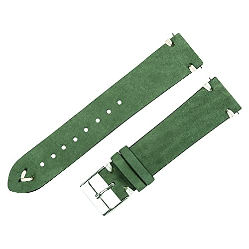 ZXF Uhrenarmbänder Leder, Lederarmband 20mm 21mm Uhrenarmband Matte grün dunkelbraune Wildleder-Armband-Trägern weiche handgemachte Handgelenkbänder for Watch elegant und stilvoll von ZXF