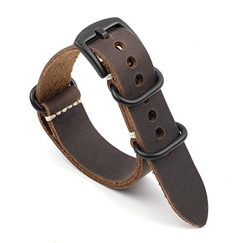 ZXF Uhrenarmbänder Leder, Strap Leder Armband 20mm 22mm 24mm Vintage Strap Für Männer Frauen Armbanduhr Bands Ersatz elegant und stilvoll (Band Color : Dark Coffee-B Buckle, Band Width : 20mm) von ZXF