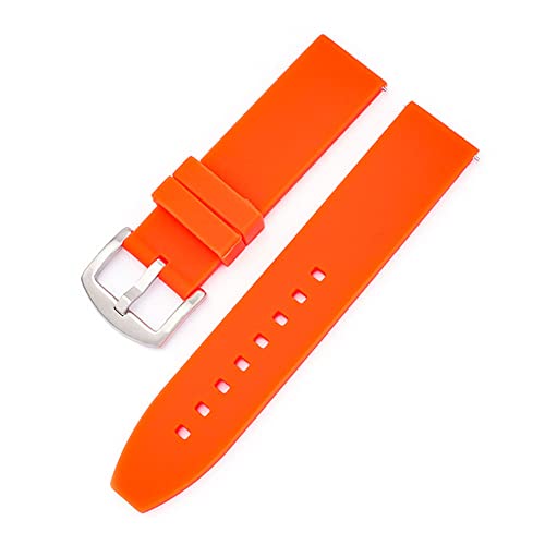 ZXF Uhrenarmband, 16mm 18mm 20mm 22mm 24mm 26mm 28mm Silikon Watch Strap Sport Quick Release Handgelenk Band Armband Silikon Gummi Uhrenarmband (Band Color : Orange S, Band Width : 20mm) von ZXF