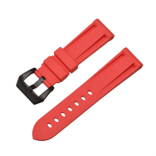 ZXF Uhrenarmband, Silikonband Multicolor Weiche Kautschukband Edelstahlschnalle Schnellfreisetzung Weichgummi Ersatzgurt Silikon Gummi Uhrenarmband (Color : Red blackbuckle, Size : 26mm) von ZXF