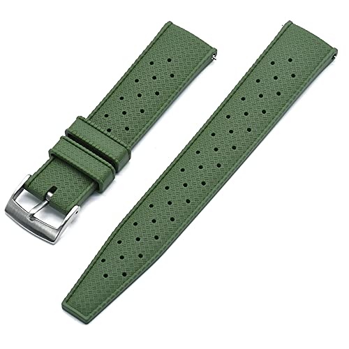 ZXF Uhrenarmband, Tropischer Fluor-Gummi-Riemen 20mm 22mm Uhrenarmband für Uhrband Tauchen wasserdichte Armbandarmband Silikon Gummi Uhrenarmband (Color : Green, Size : 20mm) von ZXF