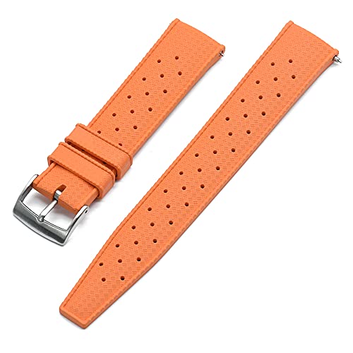 ZXF Uhrenarmband, Tropischer Fluor-Gummi-Riemen 20mm 22mm Uhrenarmband für Uhrband Tauchen wasserdichte Armbandarmband Silikon Gummi Uhrenarmband (Color : Orange, Size : 20mm) von ZXF