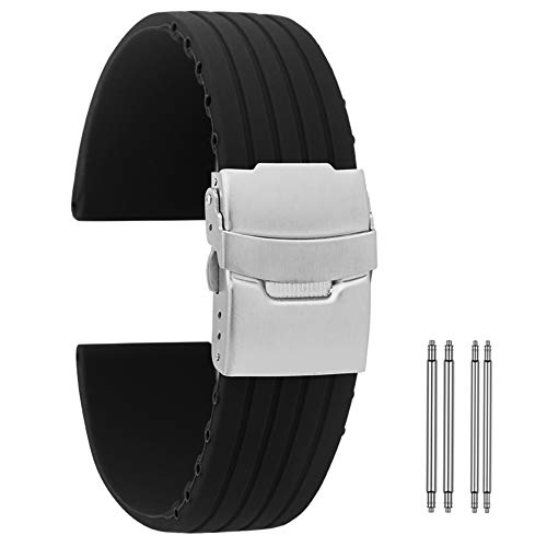ZXF Uhrenarmband, Weiß Silikon Armband 18mm 20mm 22mm 24mm Durable Wasserdicht Armband Uhr Band Silikon Gummi Uhrenarmband (Color : A, Size : 20mm) von ZXF