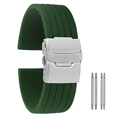 ZXF Uhrenarmband, Weiß Silikon Armband 18mm 20mm 22mm 24mm Durable Wasserdicht Armband Uhr Band Silikon Gummi Uhrenarmband (Color : D, Size : 22mm) von ZXF