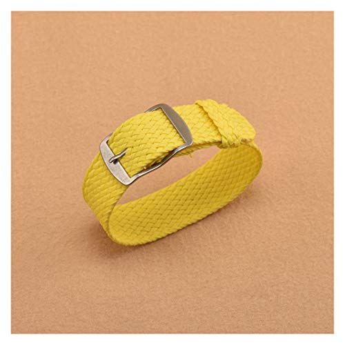 ZXF Uhrenarmband 14mm 16mm 18mm 20mm 22mm Nylon Leinwand Band Strap Armband Männer Frauen gewebte Armband Zubehör (Band Color : Yellow, Band Width : 20mm) von ZXF