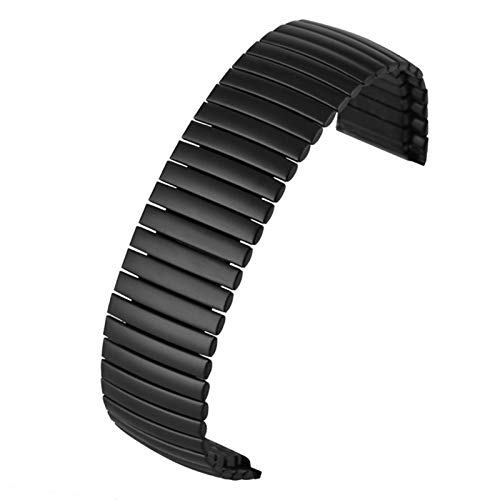 ZXF Uhrenarmband 20 / 22MM Edelstahl-Uhrenarmband-Silber/Schwarz Ersatzband Praktische Dehnbare Länge Keiner Buckle Strap Scrub Armband (Color : Black, Size : 20mm) von ZXF