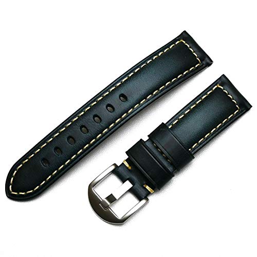 ZXF Uhrenarmband 20mm 22mm 24mm 26mm handgefertigte braune Schwarze Blaue Leder uhrbandband männer Armband (Band Color : Blue, Band Width : 26mm) von ZXF