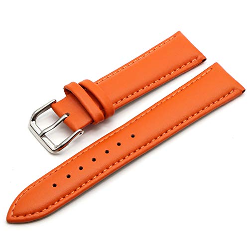 ZXF Uhrenarmband 22mm20mm18mm 16mm 14mm 12mm Männer Lederband Damen Watch Strap Metallschnalle auf dem Armband (Band Color : Orange, Band Width : 14mm) von ZXF