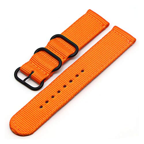 ZXF Uhrenarmband 6 Farbe NATO Armband Nylon Gurt schwarz Buckle 18mm 20mm 22mm 24mm Strap (Band Color : Orange BK, Band Width : 22mm) von ZXF