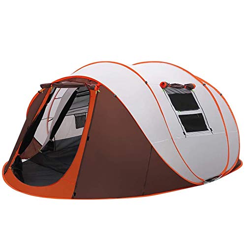 ZXGQF Pop Up Zelt, Wasserdicht Campingzelt Zelt 5 Fenster Doppelwandig Wurfzelt Shelter- Ventilationssystem, Moskitoschutz, für Familien (Khaki,280 * 200 * 120cm) von ZXGQF
