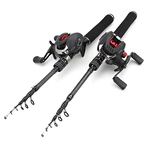 ZYDYG Angelrute und Casting Wheel Set, tragbare Teleskop-Angelrute und Wurfrad, Casting Set, Carbon Rod Set Köder 1-5 g, 1,5 m, 1,8 m, 1,9 m von ZYDYG