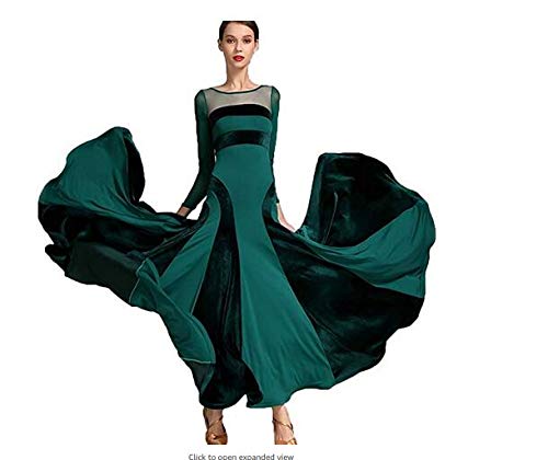 ZYLL Frauen moderner Walzer Tango Tanzen Kleidung Modern Dance Dress nationalen Standard Kleid Ballsaal Wettbewerb Kleid der Frauen,Grün,M von ZYLL