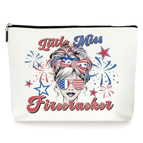 "Little Miss Firecracker", Make-up-Tasche, Kosmetiktasche, amerikanische Flagge, Geschenke zum Geburtstag, Frauentag, Muttertag, Weihnachtstag, Unabhängigkeitstag, für Frauen, Freunde, Damen, von ZYQFN